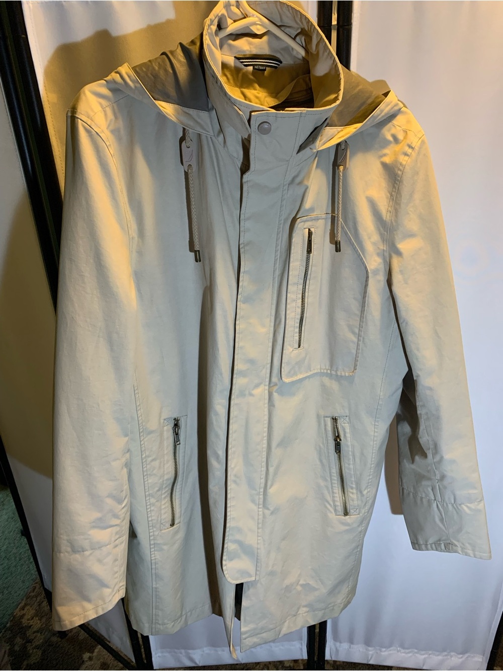 Nautica Men's Hooded Raincoat in Cream